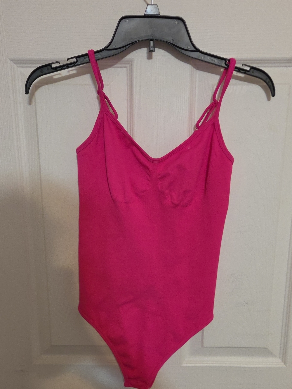 Slim Fit Hot Pink Tank Bodysuit with Adjustable Straps